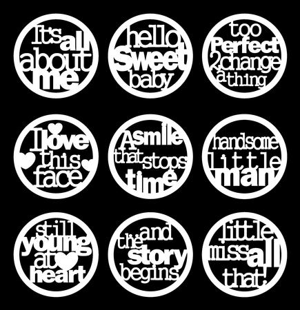 White Qoutes- Words Circles Embelishments