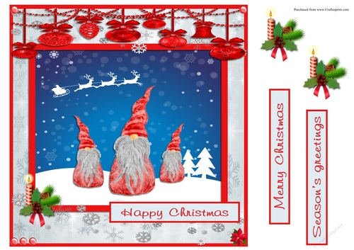 Christmas gnomes greeting card