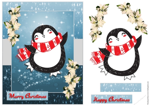 Christmas greeting card with penguin