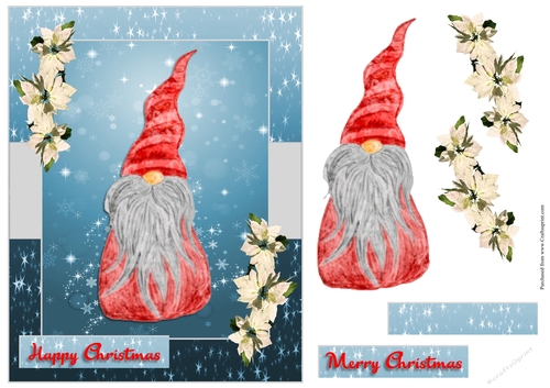 Christmas greeting card with gnome image