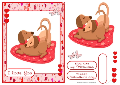 Valentines day and romance greeting card with dogs