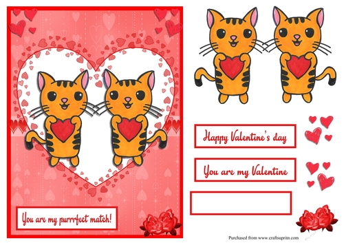 You are my purrrfect match Valentines day greeting card