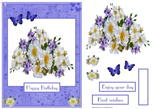 Happy birthday greeting card with bunch of flowers