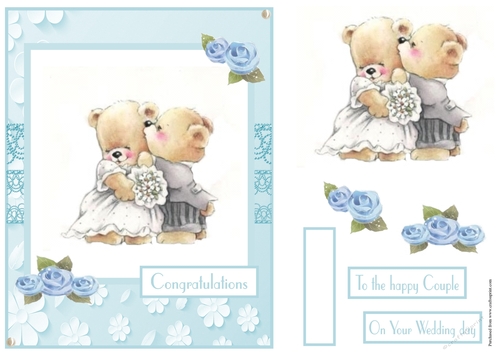 Sweet wedding bear couple greeting card