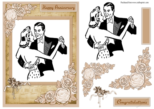 Anniversary greeting card with dancing couple 