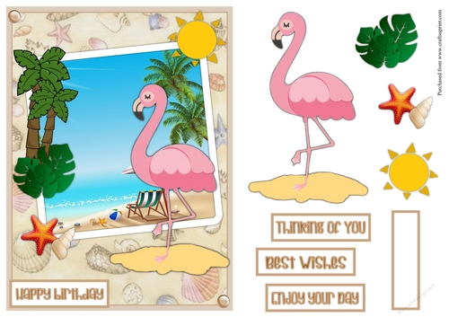Flamingo birthday greeting card