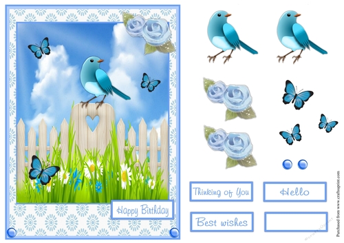 Blue bird on the fence greeting card