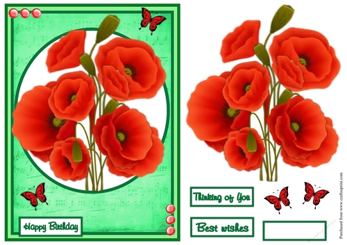 Poppies birthday greeting card