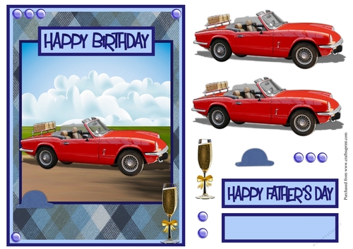 Birthday greeting card with Triumph machine, also Fathers day card