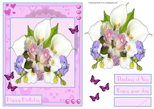 Birthday greeting card with Calla lily flowers
