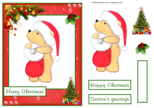 Christmas greeting card with a cute bear 
