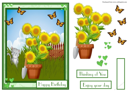 Sunflowers birthday greeting card