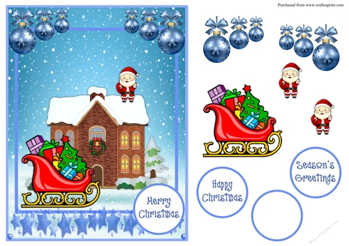 Christmas greeting card with Santa Claus
