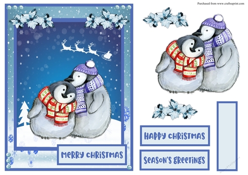 Penguins Christmas greeting card