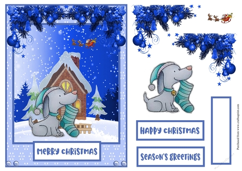 Christmas greeting card with cute dog 