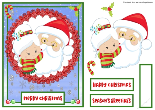 Santa Claus and Mrs Santa Claus Christmas greeting card