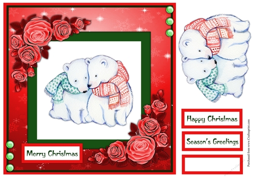 Quick Christmas greeting card with white bear couple