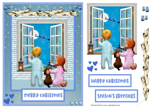 Children waiting for Santa Claus Christmas card