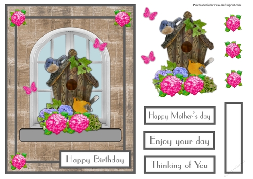Birds and butterflies greeting card