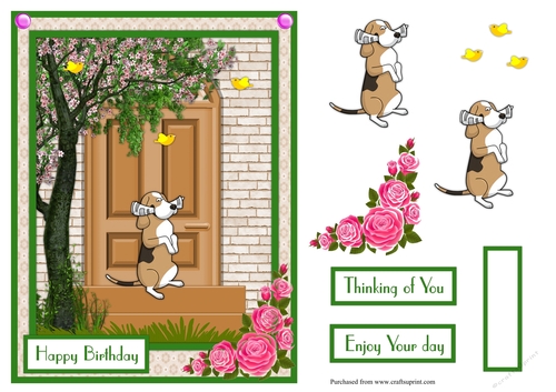 Birthday greeting card with cute dog