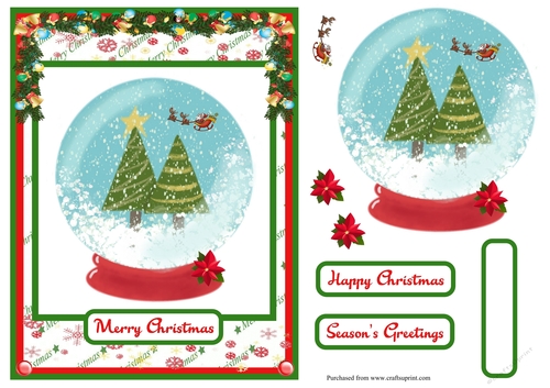 Christmas trees and Santa Claus in a snowglobe