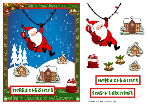 Santa Claus is coming Christmas greeting card