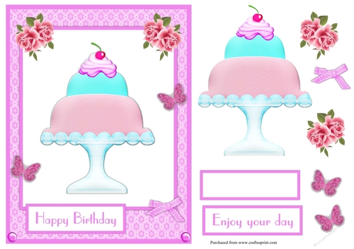 Female Birthday Greeting Card With Cake
