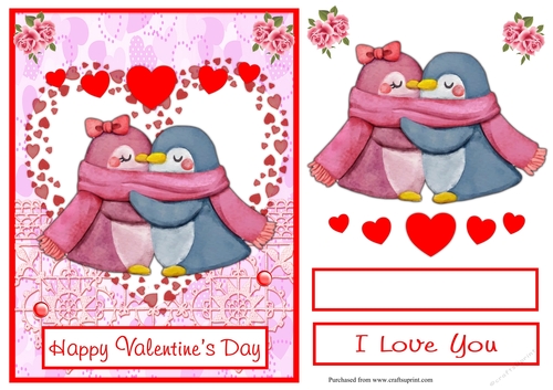 Happy Valentines Day with Penguins greeting card