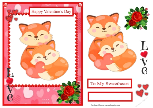 Foxes Valentines Day greeting card