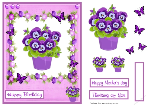 Pansies birthday greeting card