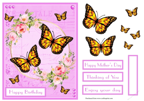 Flowers wreath and butterflies greeting card