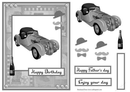 Male birthday greeting card with card in vintage style