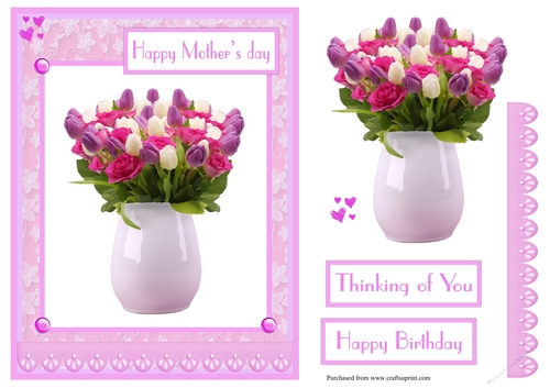 Mothers day greeting card with tulips and roses 