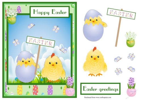 Easter with little chicken greeting card