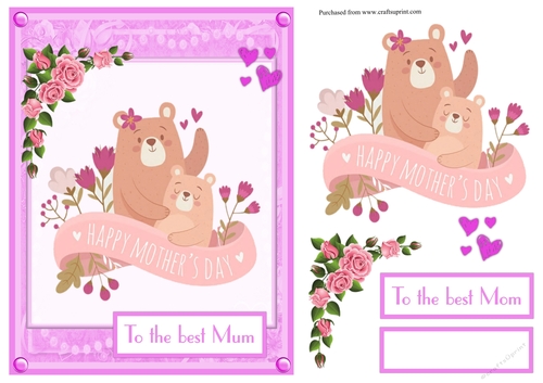 Mothers day greeting card with bears