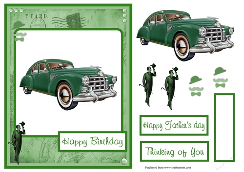Male Birthday Greeting Card also fo Fathers Day in Vintage Style 