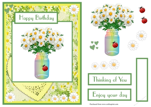 Daisies in a mason jar greeting card