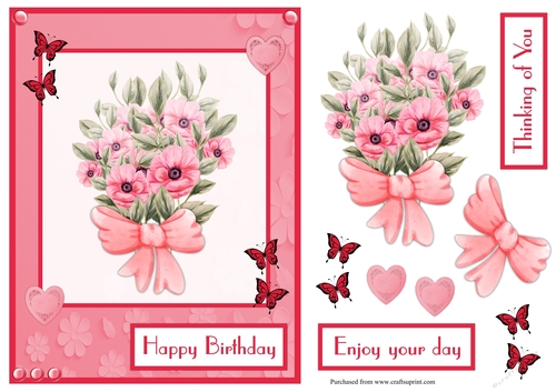 Red flowers bouquet greeting card