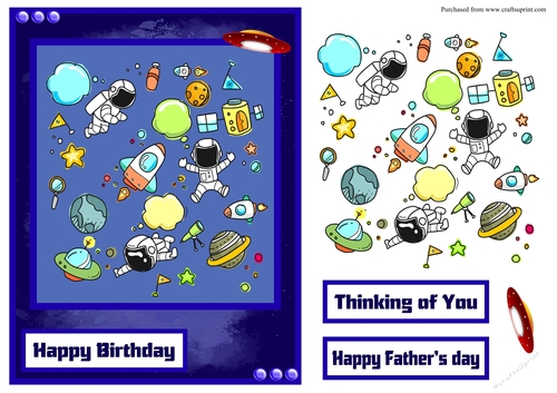 Space and beyond male greeting card