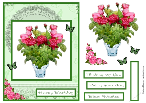 Roses flowers birthday greeting card