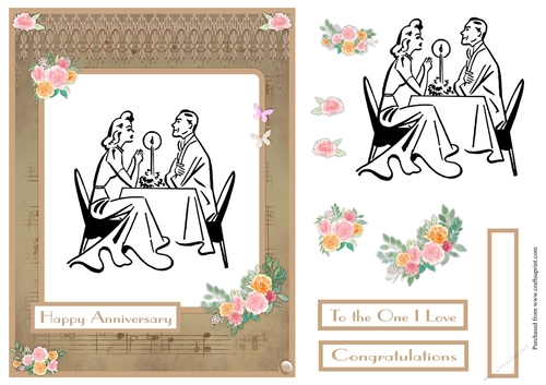 Anniversary greeting card in vintage style