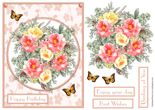 Roses and butterflies greeting card