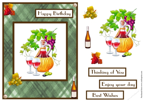 Wine birthday male greeting card 