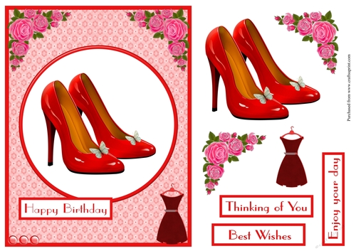 Red shoes birthday greeting card