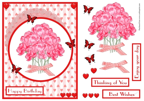 Watercolour red flowers greeting card