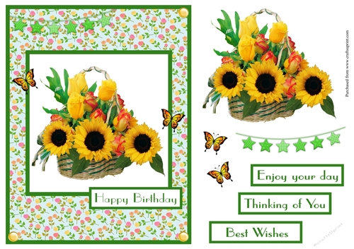Sunflowers and butterflies greeting card
