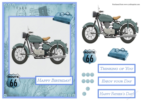 Motorcycle male birthday greeting card