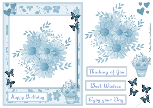 Wildflowers in pale blue greeting card