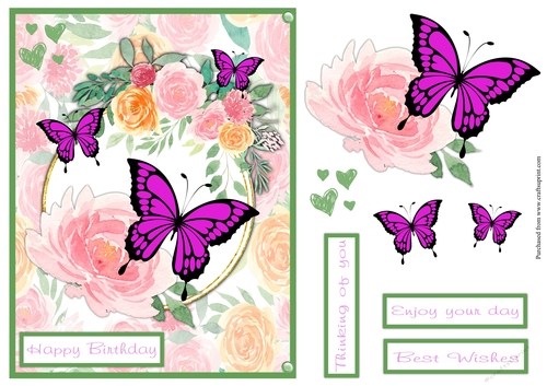 Springly flowers and butterflies greeting card