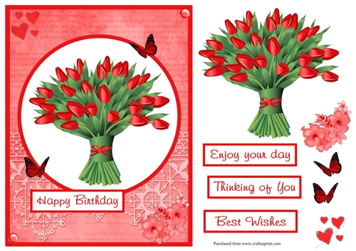 Bunch of Red Tulips greeting card